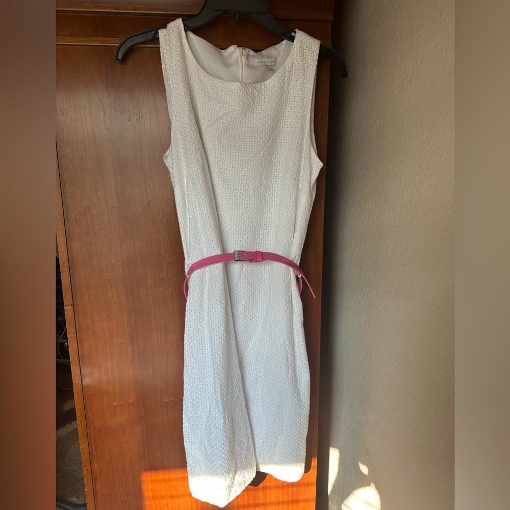 Barbie New York & Company White Women’s Size 2 Dress with Pink Belt